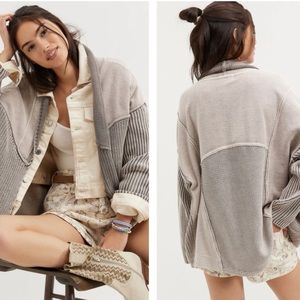 Pilcro and the Letterpress Gray and Cream Cardigan